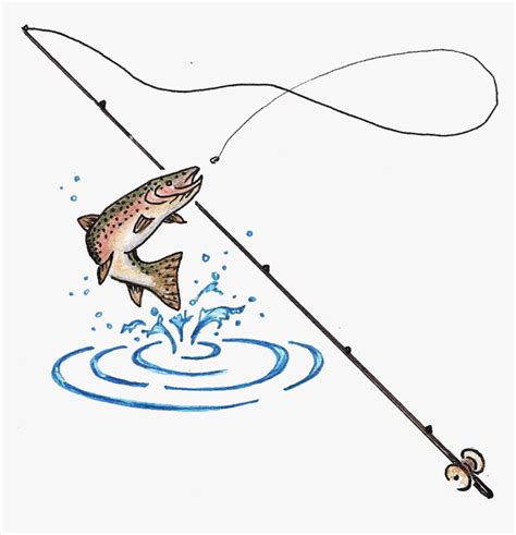 fishing pole and fish clipart.
